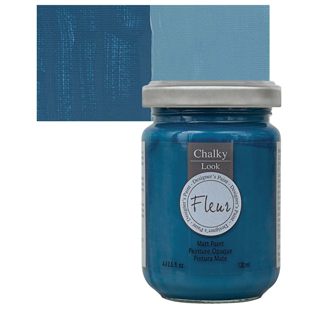 Open in modal - Fleur Chalky Look Paint - Nelson Blue, 4.4 oz jar and swatch