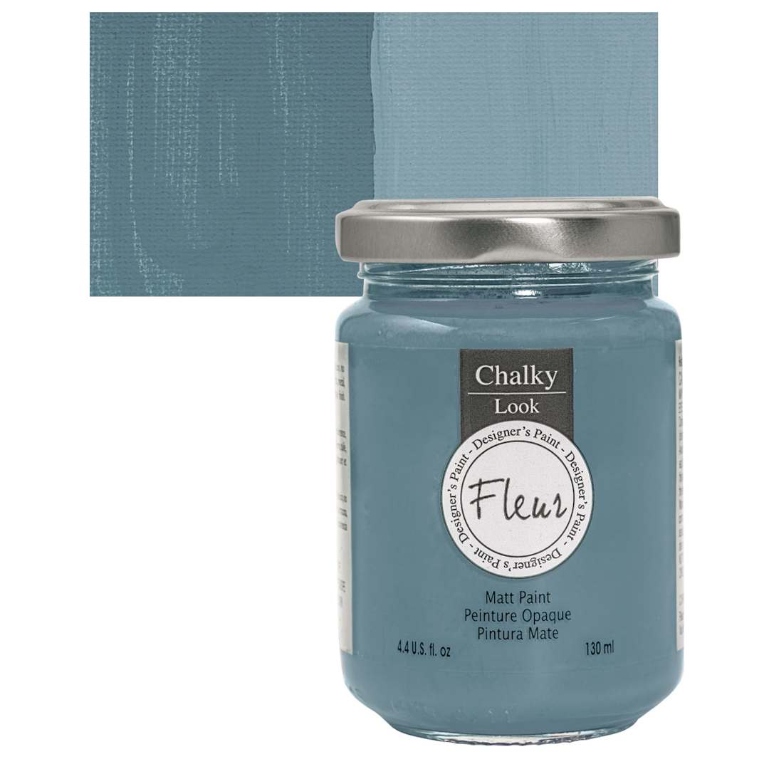 Open in modal - Fleur Chalky Look Paint - Vanity Blue, 4.4 oz jar and swatch