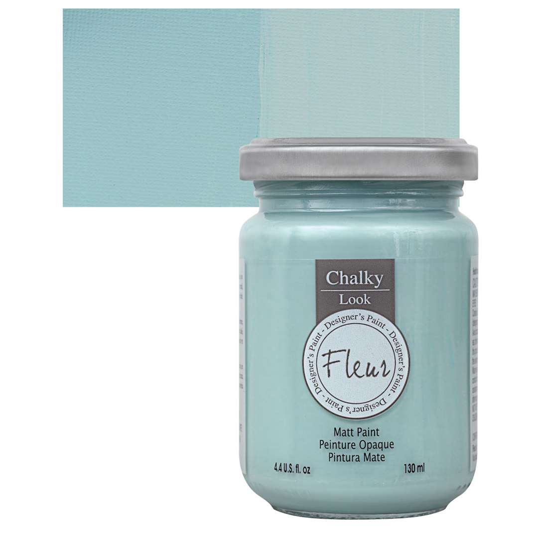 Open in modal - Fleur Chalky Look Paint - Cape Town Blue, 4.4 oz jar and swatch