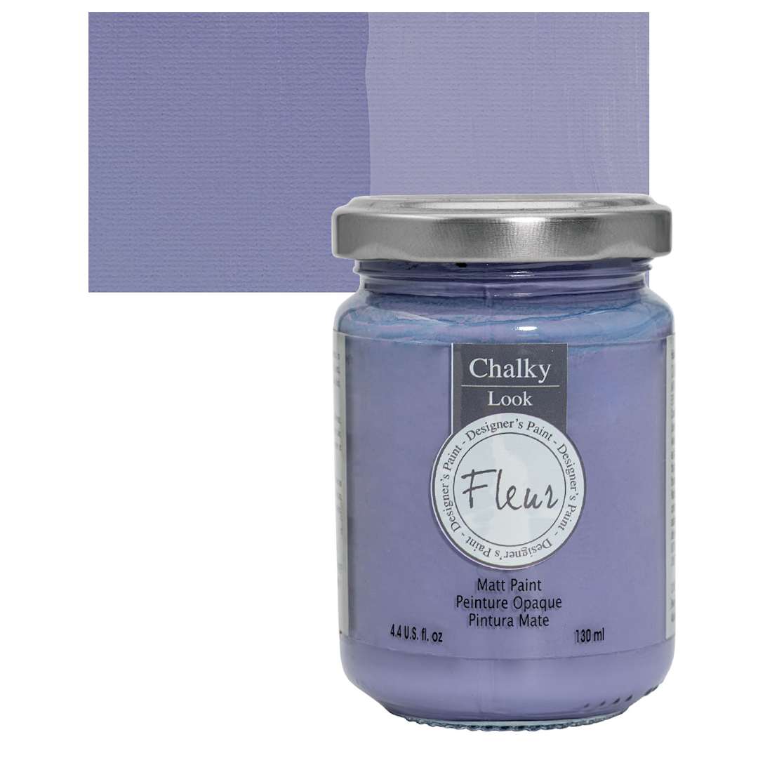 Open in modal - Fleur Chalky Look Paint - Lavender Blue, 4.4 oz jar and swatch