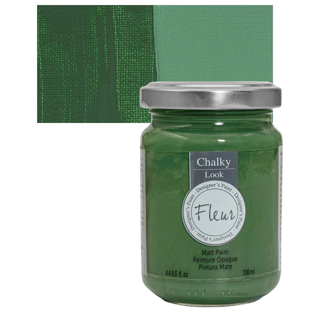 Open in modal - Fleur Chalky Look Paint - The Green Queen, 4.4 oz jar and swatch