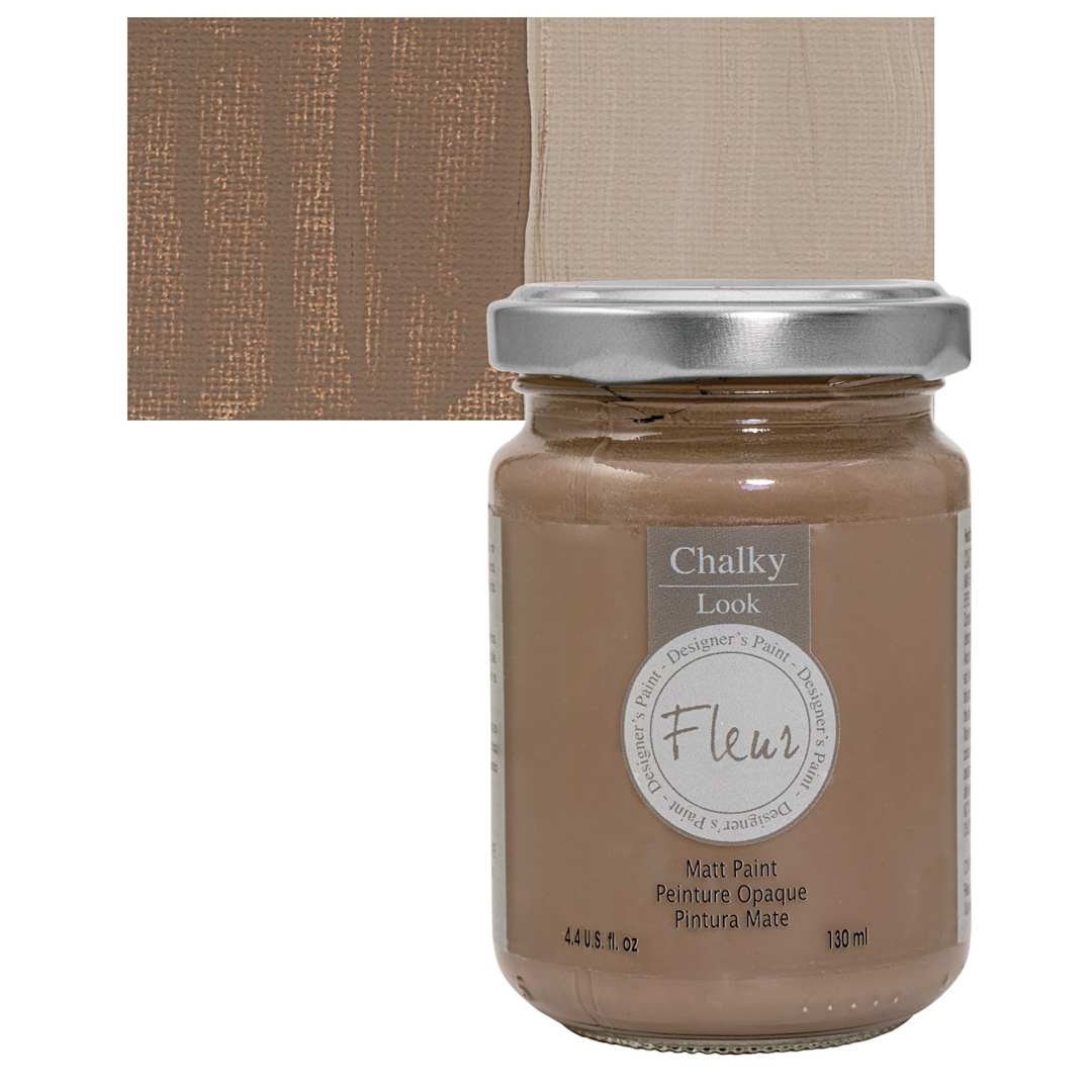 Open in modal - Fleur Chalky Look Paint - Chocolate Wish, 4.4 oz jar and swatch