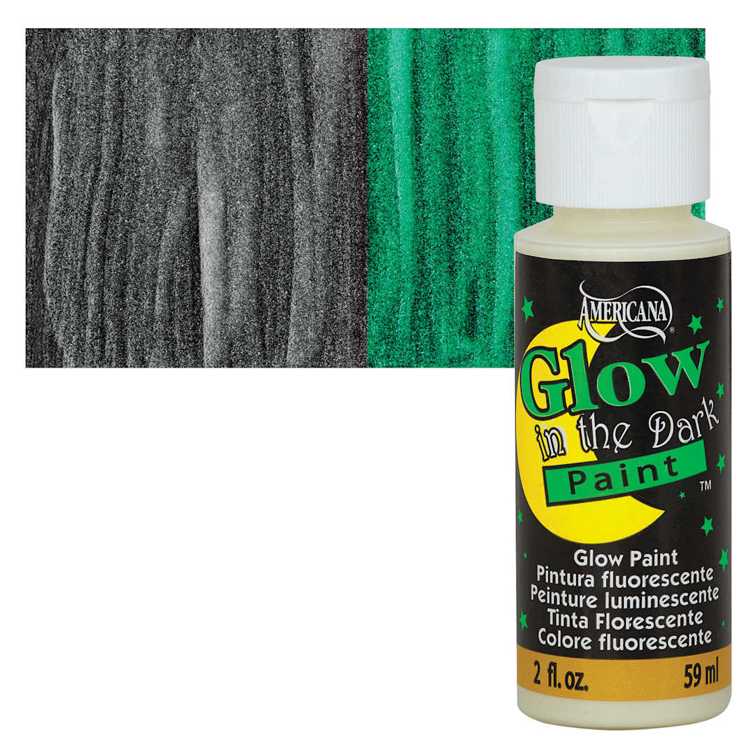 Open in modal - DecoArt Americana Acrylic Paint - Glow in the Dark, 2 oz bottle and swatch