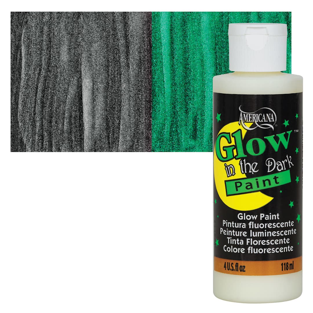 Open in modal - DecoArt Americana Acrylic Paint - Glow in the Dark, 4 oz bottle and swatch
