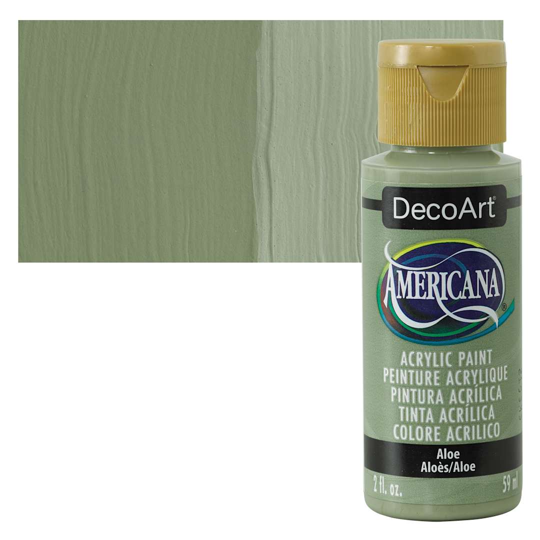 Open in modal - DecoArt Americana Acrylic Paint - Aloe, 2 oz bottle and swatch