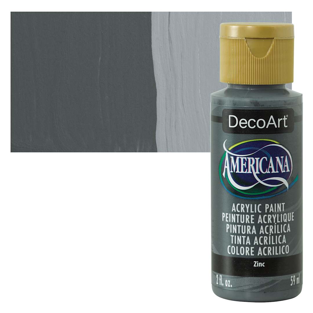 Open in modal - DecoArt Americana Acrylic Paint - Zinc, 2 oz bottle and swatch