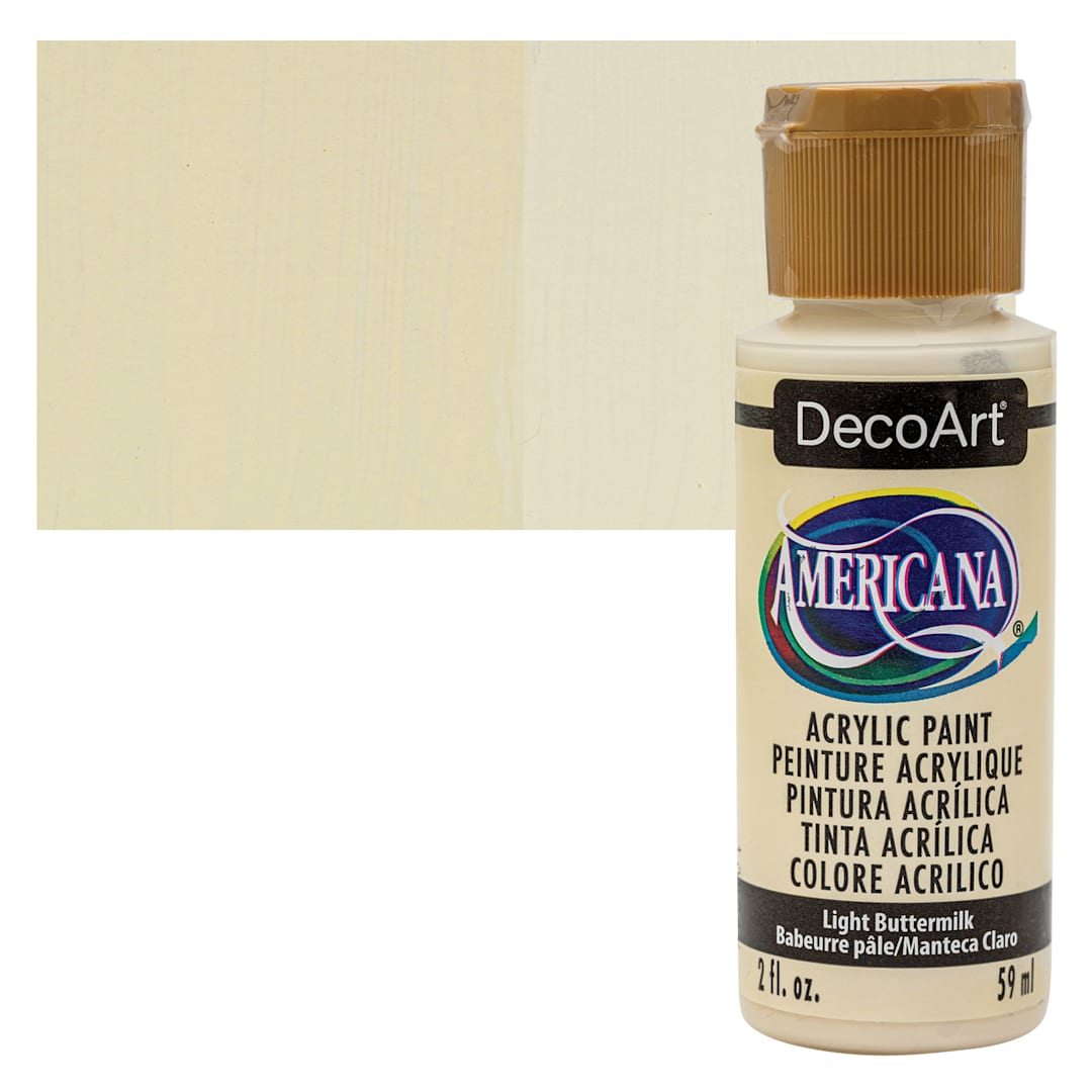 Open in modal - DecoArt Americana Acrylic Paint - Light Buttermilk, 2 oz bottle and swatch