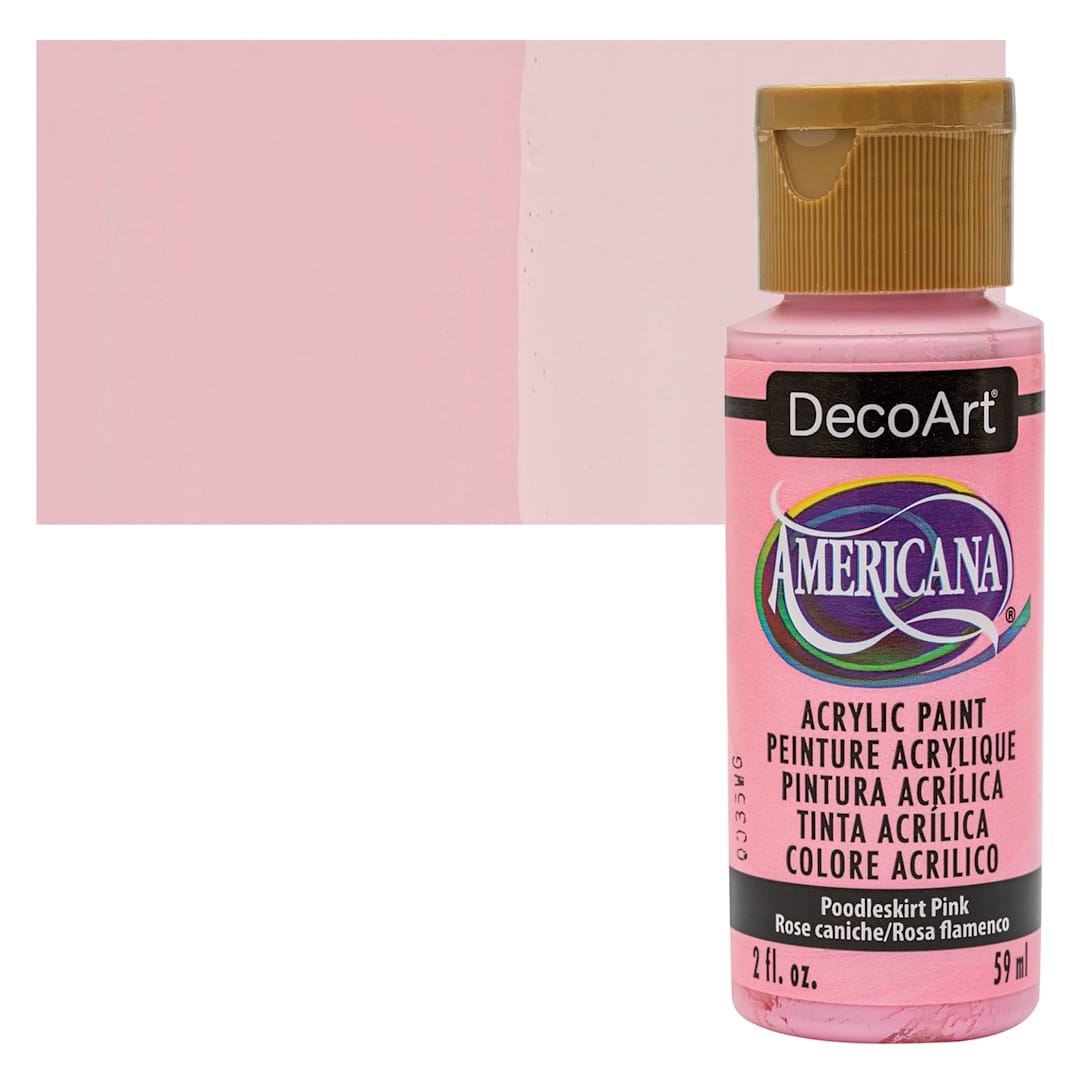 Open in modal - DecoArt Americana Acrylic Paint - Poodle Skirt Pink, 2 oz bottle and swatch
