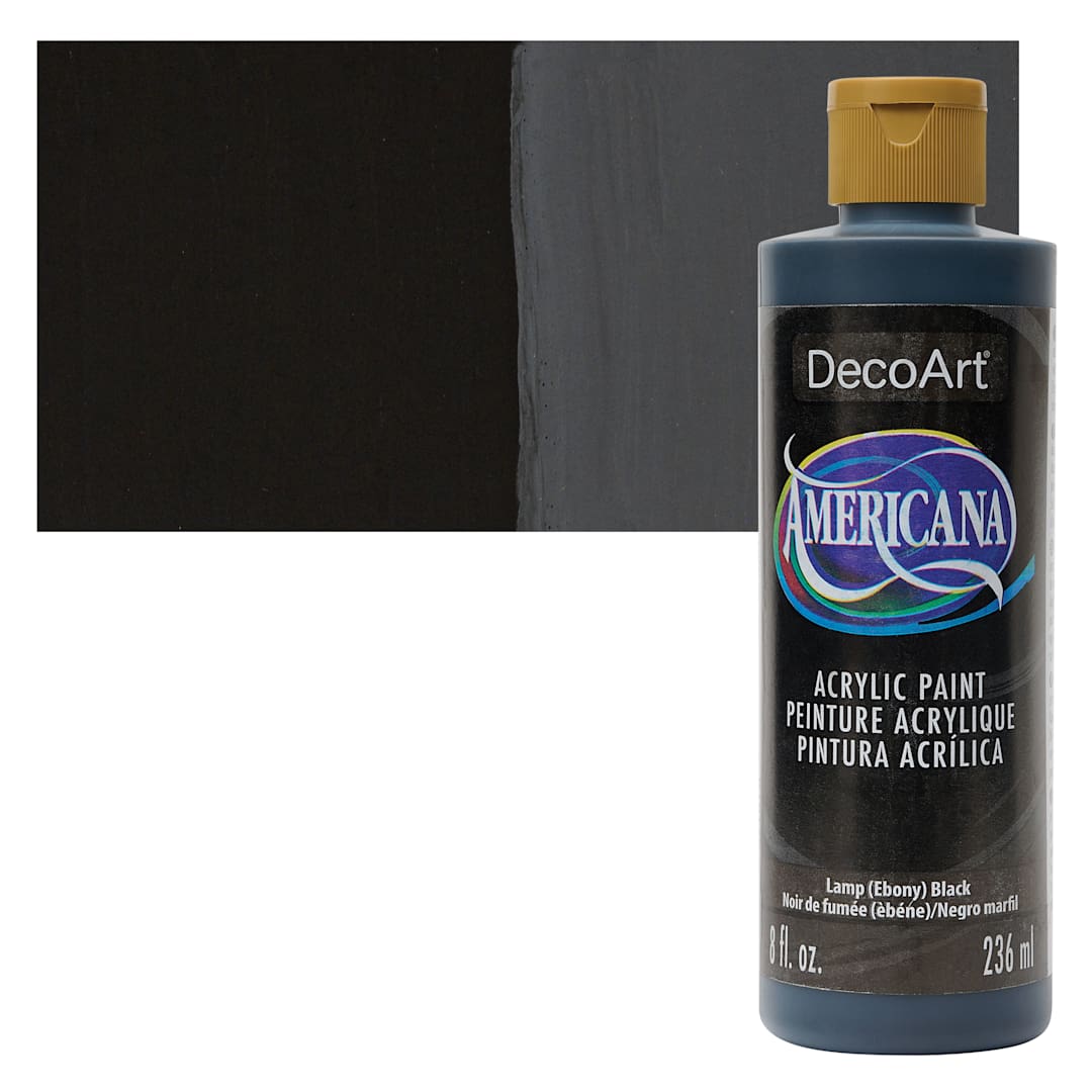 Open in modal - DecoArt Americana Acrylic Paint - Lamp (Ebony) Black, 8 oz bottle and swatch