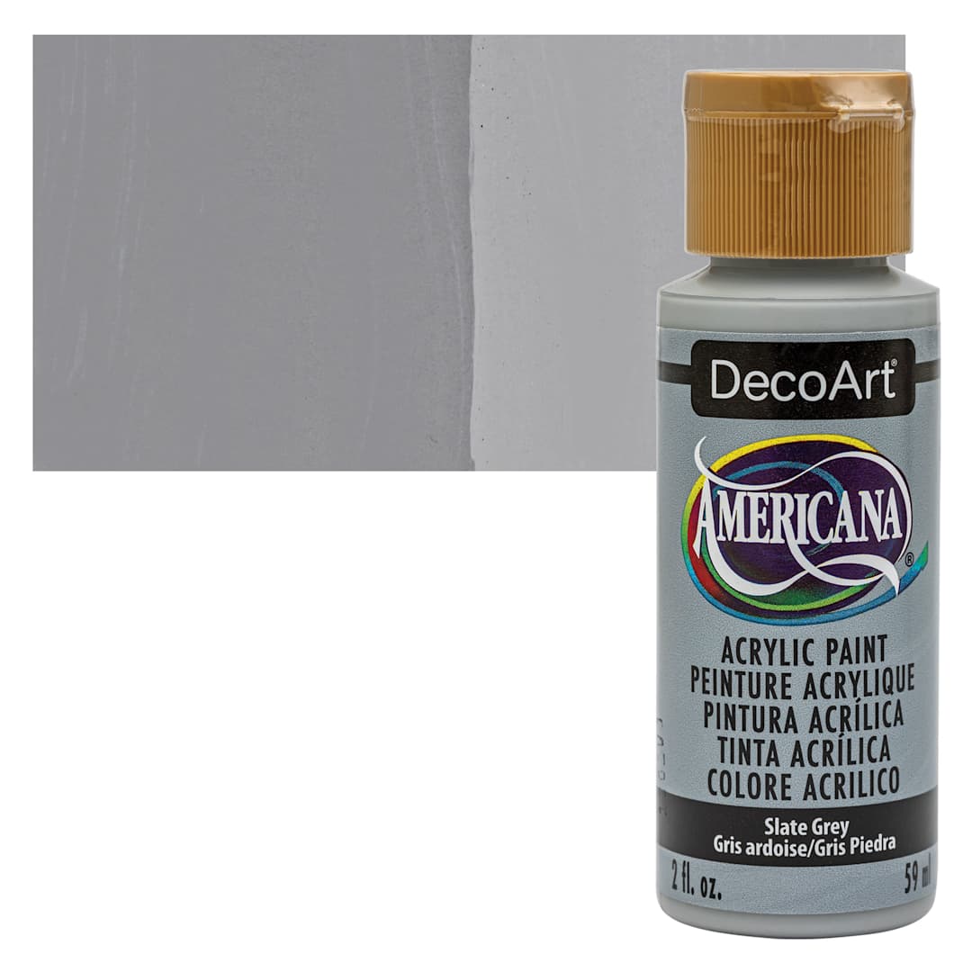 Open in modal - DecoArt Americana Acrylic Paint - Slate Gray, 2 oz bottle and swatch