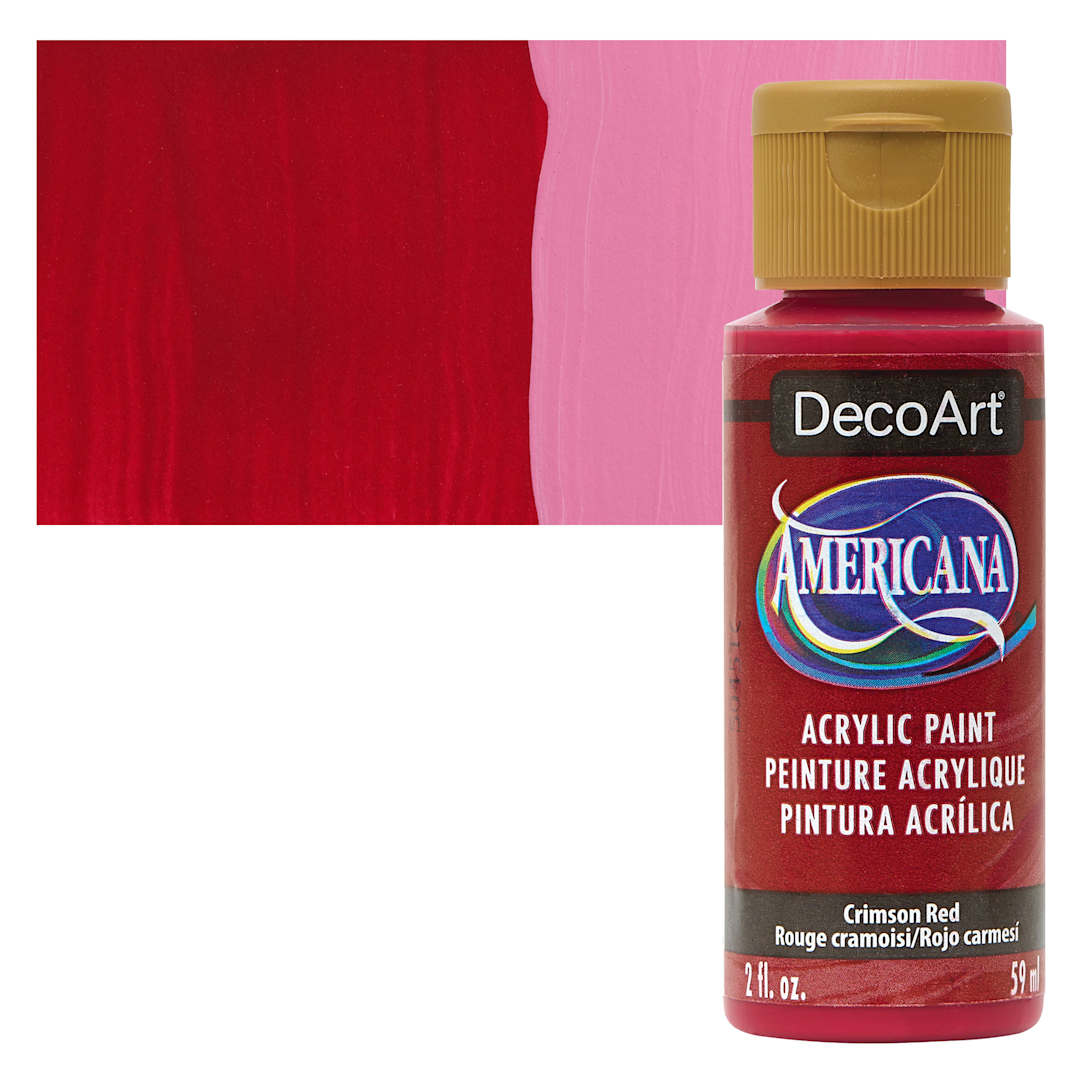 Open in modal - DecoArt Americana Acrylic Paint - Crimson Red, 2 oz bottle and swatch