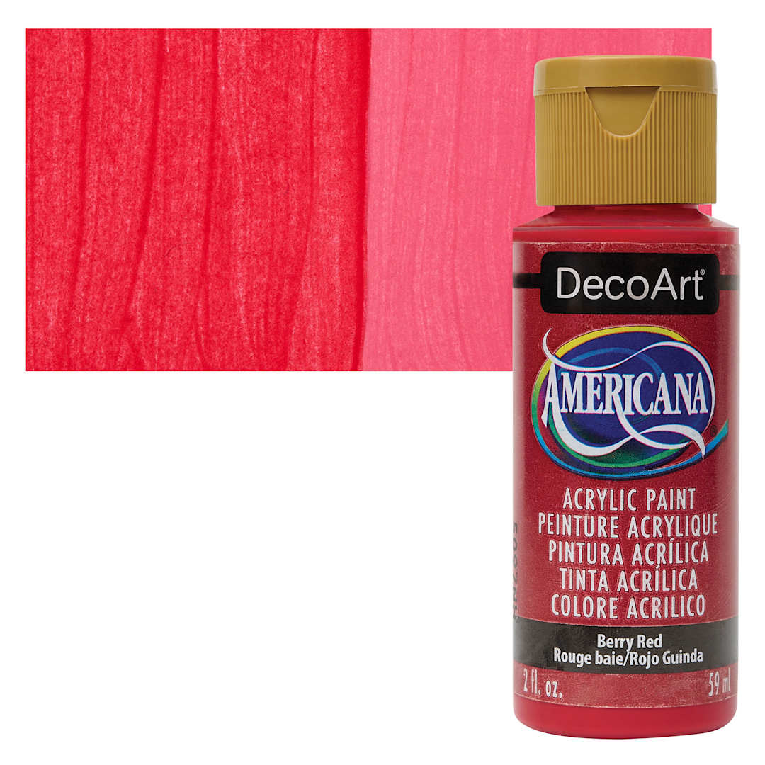 Open in modal - DecoArt Americana Acrylic Paint - Berry Red, 2 oz bottle and swatch