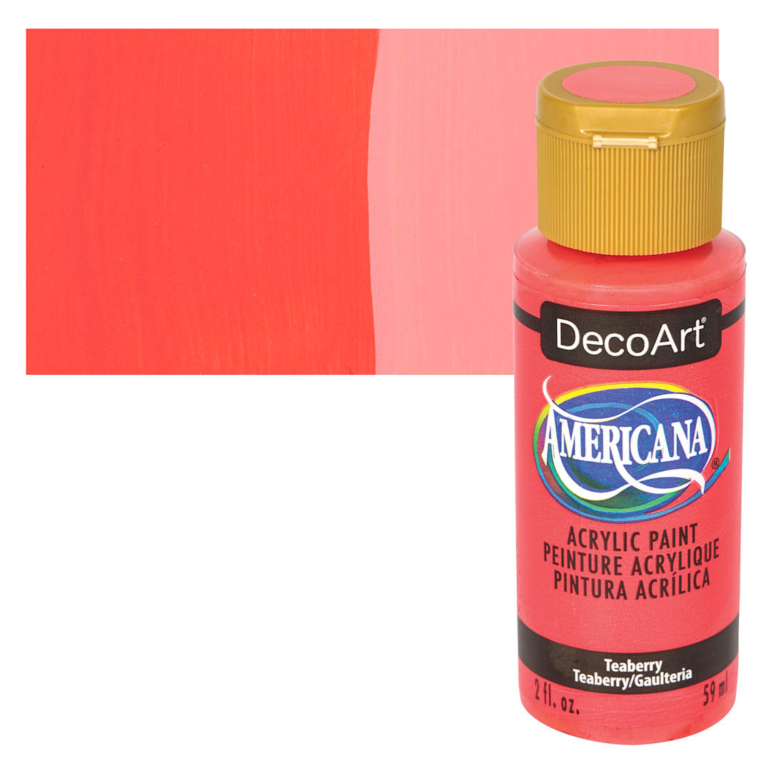 Open in modal - DecoArt Americana Acrylic Paint - Teaberry, 2 oz bottle and swatch