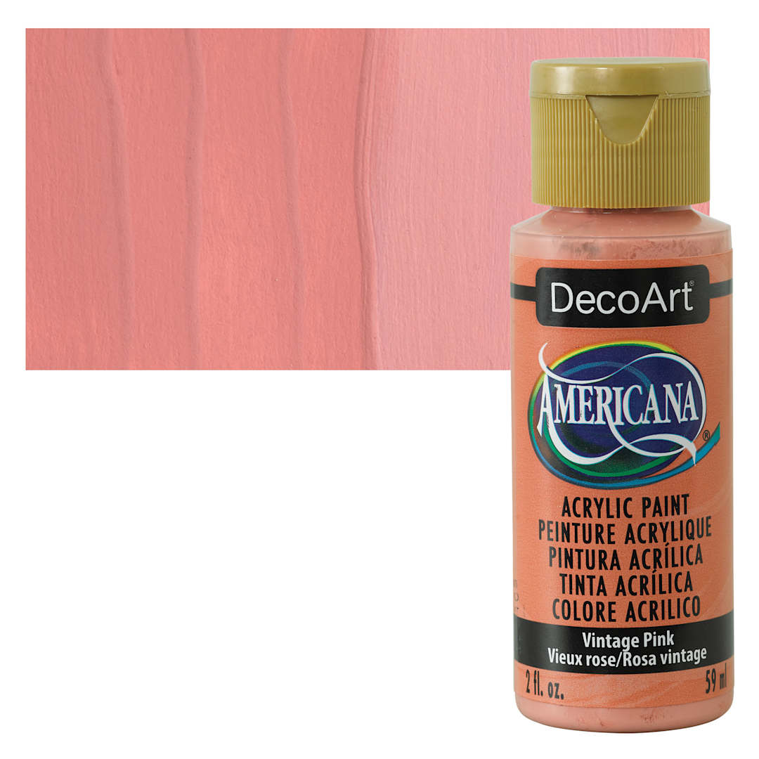 Open in modal - DecoArt Americana Acrylic Paint - Vintage Pink, 2 oz bottle and swatch