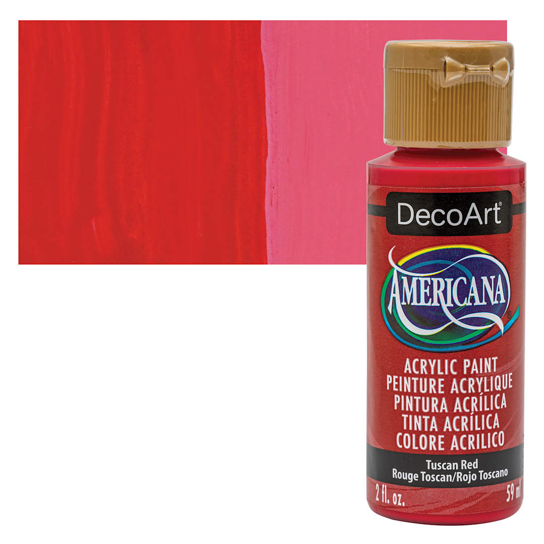 Open in modal - DecoArt Americana Acrylic Paint - Tuscan Red, 2 oz bottle and swatch