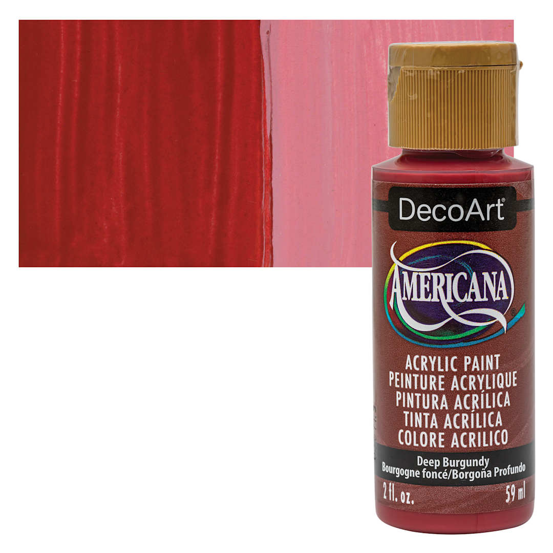 Open in modal - DecoArt Americana Acrylic Paint - Deep Burgundy, 2 oz bottle and swatch