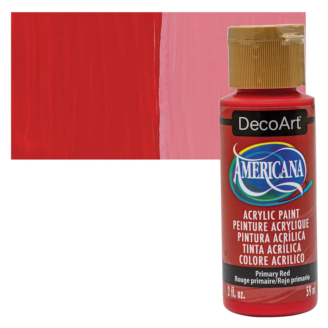Open in modal - DecoArt Americana Acrylic Paint - Primary Red, 2 oz bottle and swatch