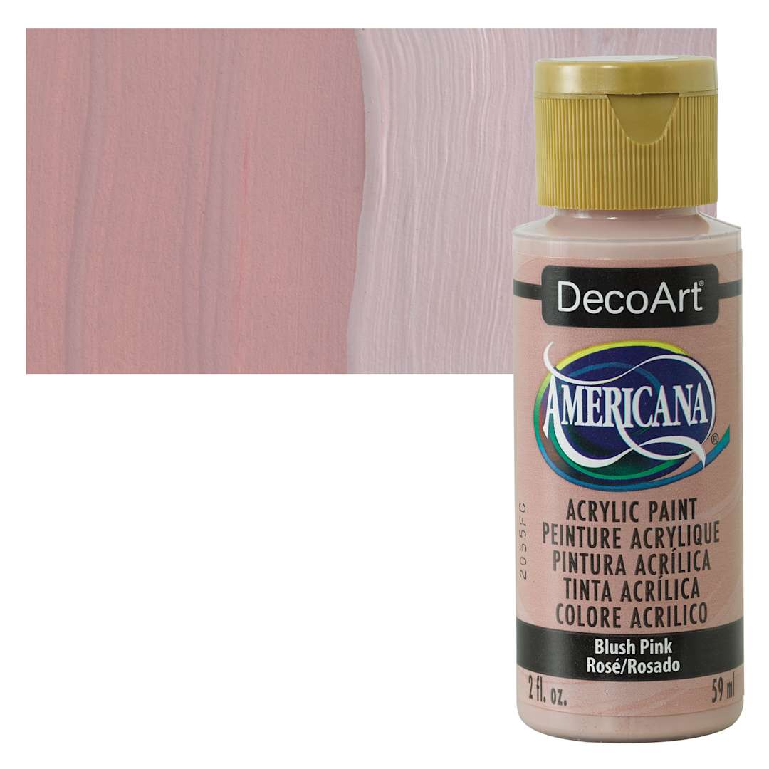 Open in modal - DecoArt Americana Acrylic Paint - Blush Pink, 2 oz bottle and swatch