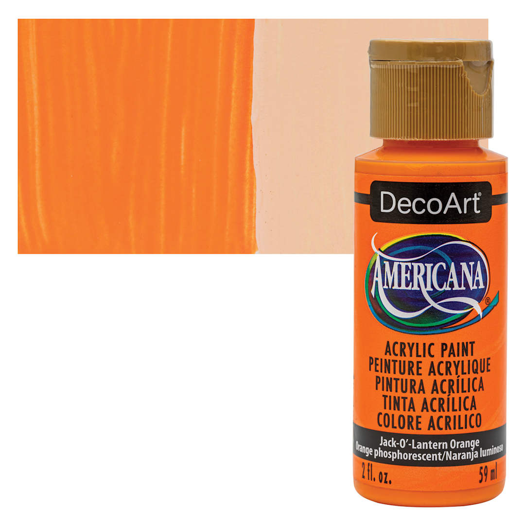 Open in modal - DecoArt Americana Acrylic Paint - Jack O Lantern Orange, 2 oz bottle and swatch