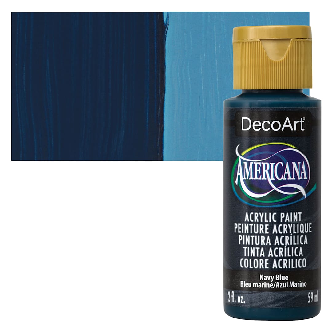 Open in modal - DecoArt Americana Acrylic Paint - Navy Blue, 2 oz bottle and swatch