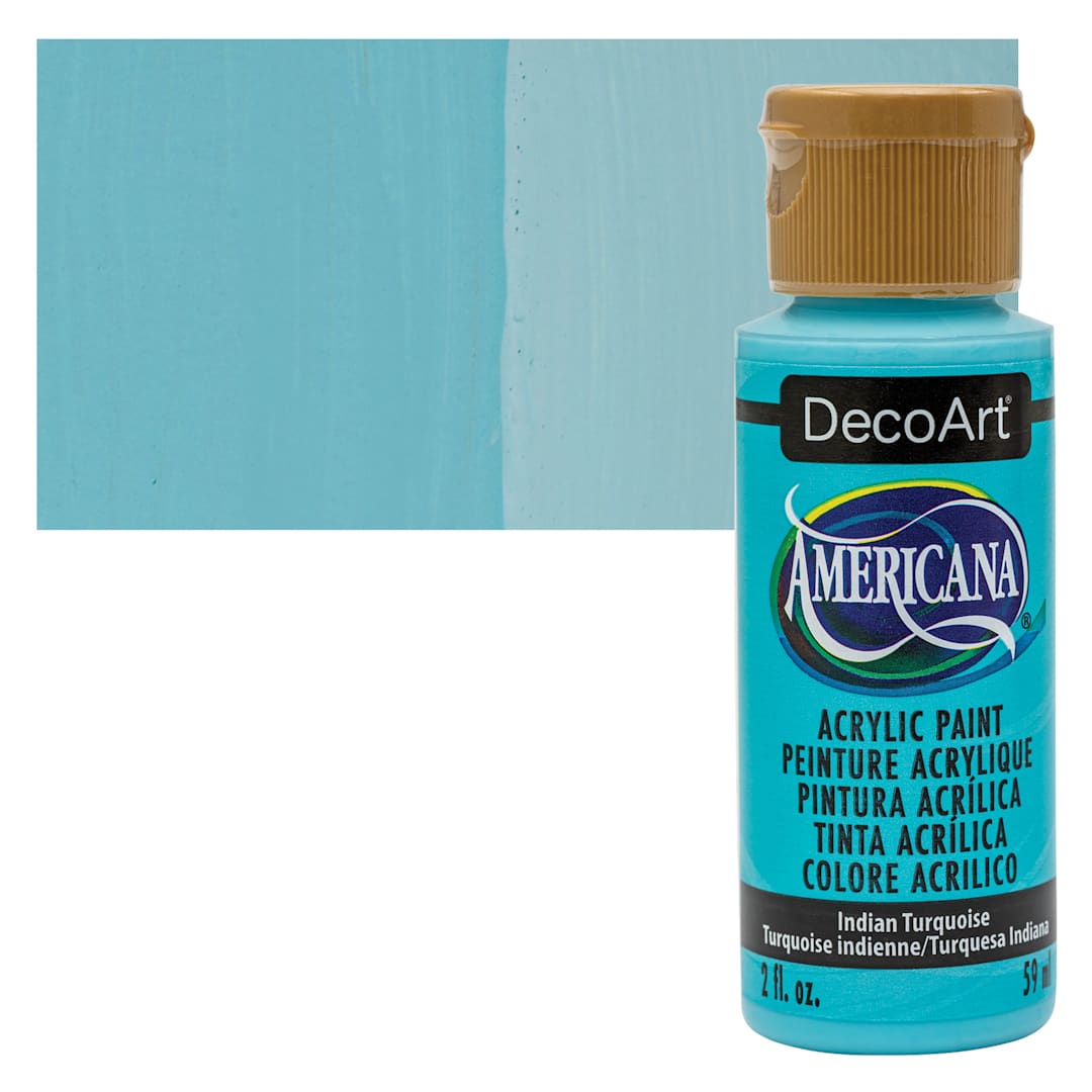 Open in modal - DecoArt Americana Acrylic Paint - Indian Turquoise, 2 oz bottle and swatch