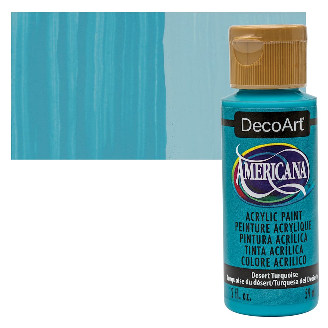 Open in modal - DecoArt Americana Acrylic Paint - Desert Turquoise, 2 oz bottle and swatch