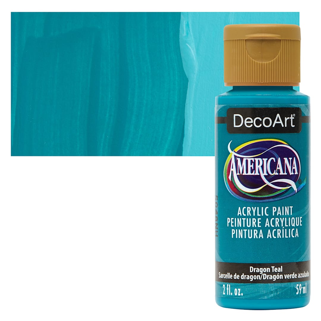 Open in modal - DecoArt Americana Acrylic Paint - Dragon Teal, 2 oz bottle and swatch
