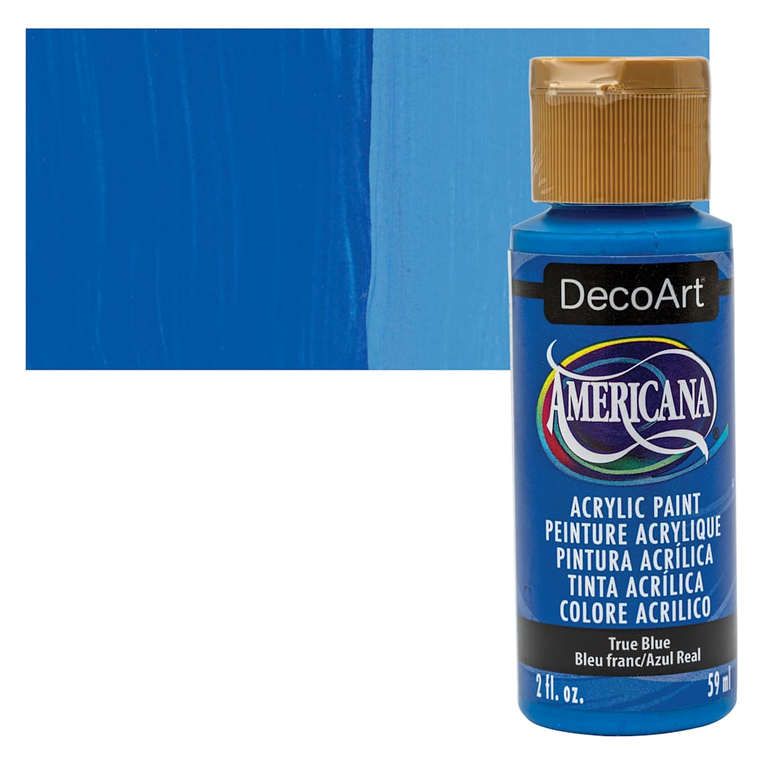 Open in modal - DecoArt Americana Acrylic Paint - True Blue, 2 oz bottle and swatch