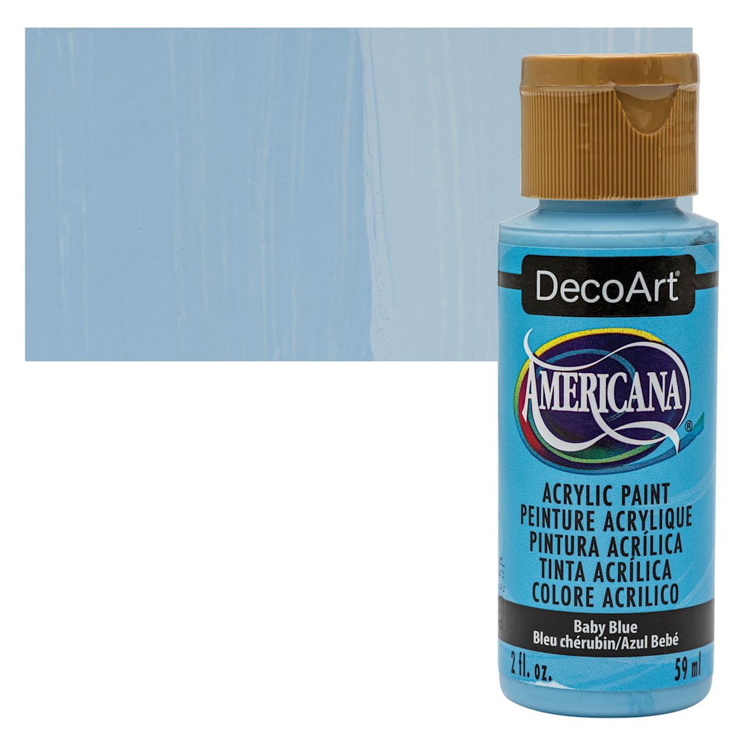Open in modal - DecoArt Americana Acrylic Paint - Baby Blue, 2 oz bottle and swatch