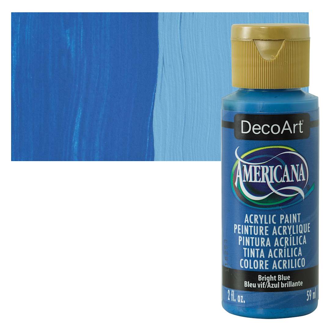 Open in modal - DecoArt Americana Acrylic Paint - Bright Blue, 2 oz bottle and swatch