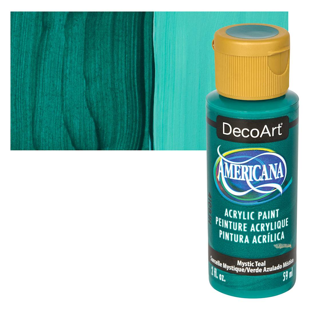 Open in modal - DecoArt Americana Acrylic Paint - Mystic Teal, 2 oz bottle and swatch
