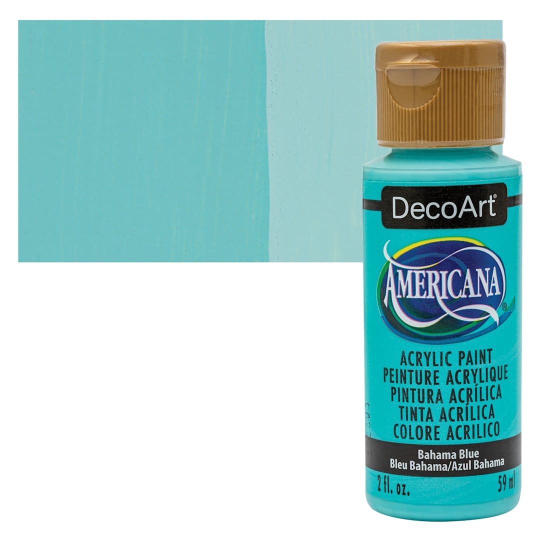 Open in modal - DecoArt Americana Acrylic Paint - Bahama Blue, 2 oz bottle and swatch