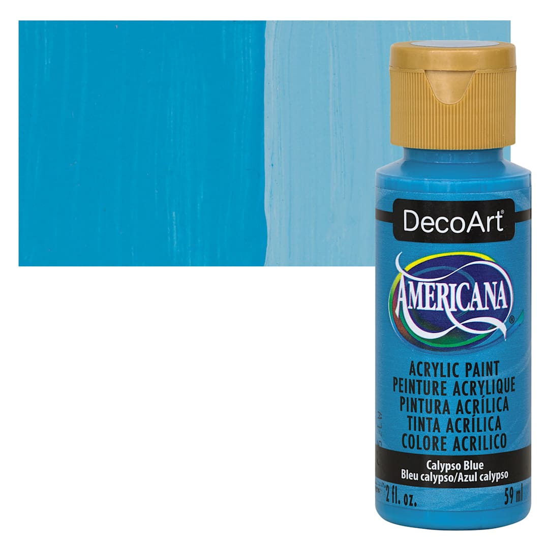 Open in modal - DecoArt Americana Acrylic Paint - Calypso Blue, 2 oz bottle and swatch