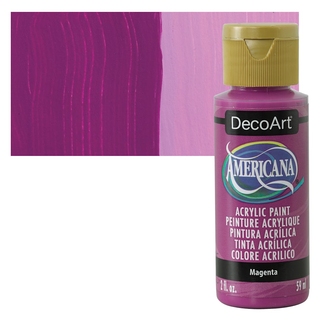 Open in modal - DecoArt Americana Acrylic Paint - Magenta, 2 oz bottle and swatch