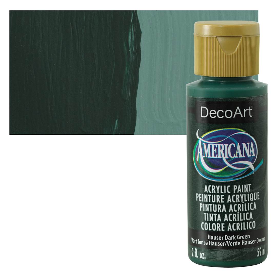 Open in modal - DecoArt Americana Acrylic Paint - Hauser Dark Green, 2 oz bottle and swatch