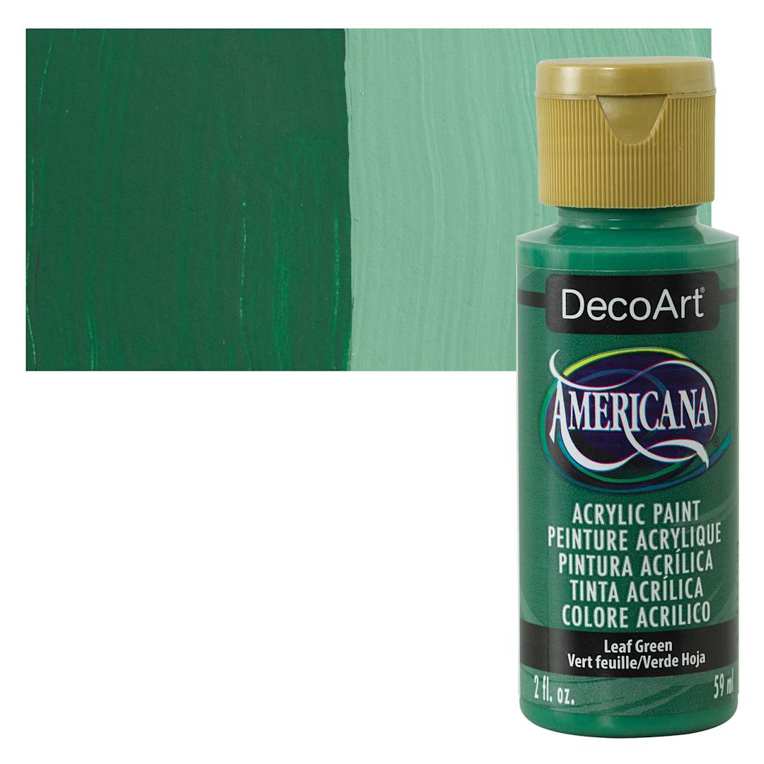 Open in modal - DecoArt Americana Acrylic Paint - Leaf Green, 2 oz bottle and swatch