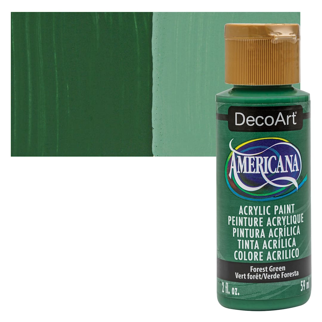 Open in modal - DecoArt Americana Acrylic Paint - Forest Green, 2 oz bottle and swatch