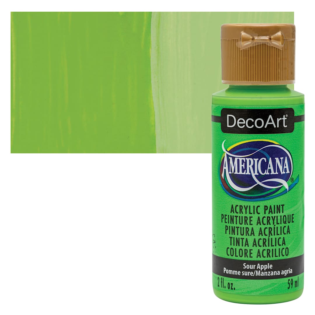 Open in modal - DecoArt Americana Acrylic Paint - Sour Apple, 2 oz bottle and swatch