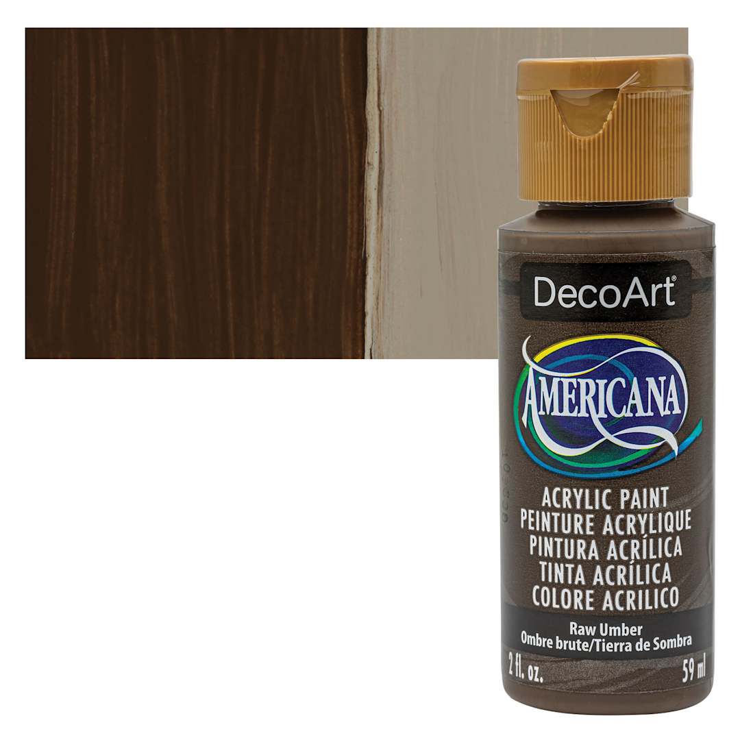 Open in modal - DecoArt Americana Acrylic Paint - Raw Umber, 2 oz bottle and swatch