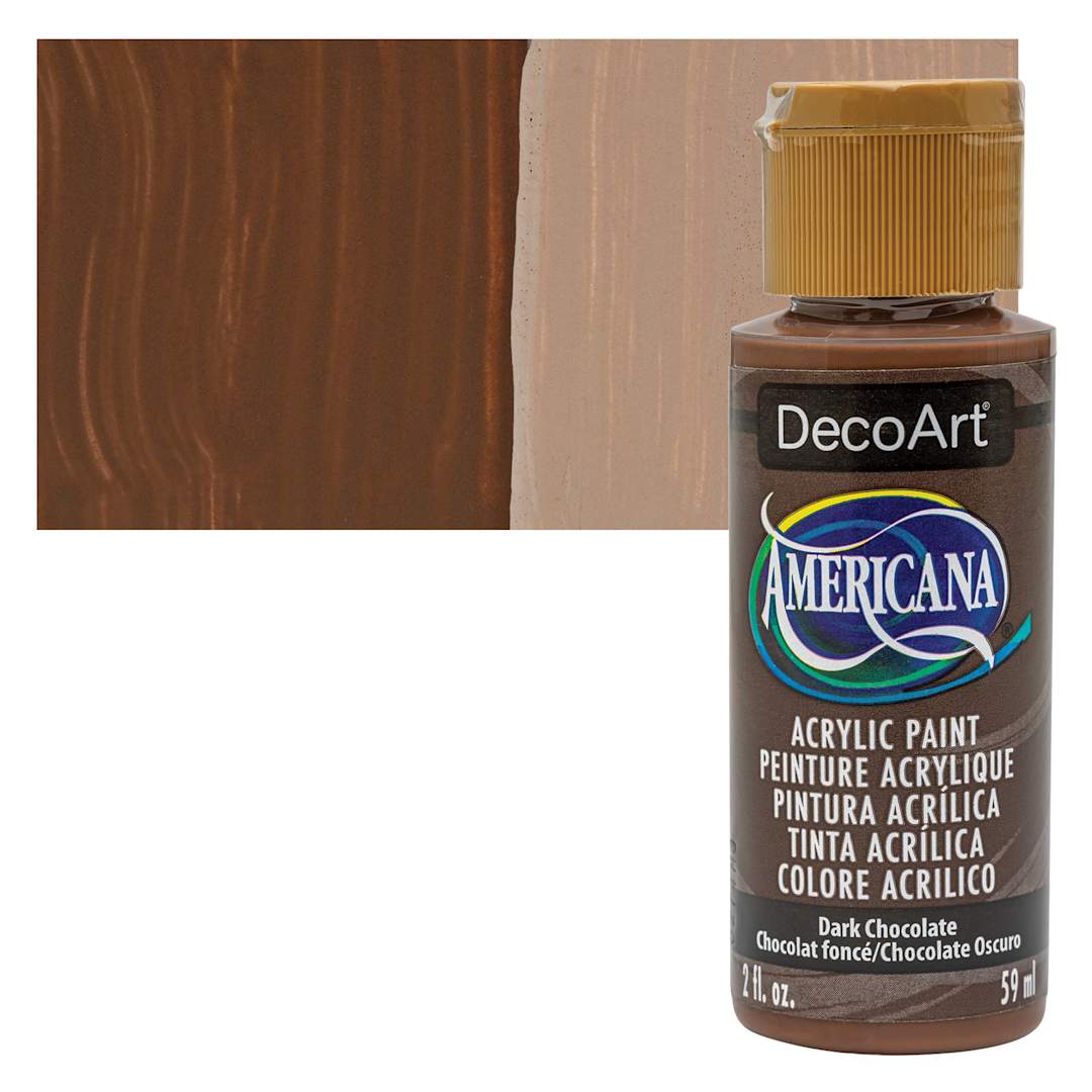 Open in modal - DecoArt Americana Acrylic Paint - Dark Chocolate, 2 oz bottle and swatch