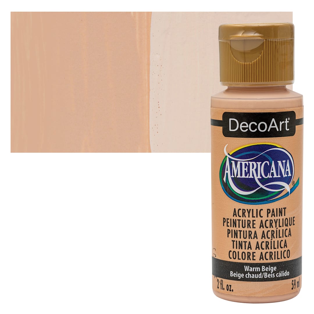 Open in modal - DecoArt Americana Acrylic Paint - Warm Beige, 2 oz bottle and swatch