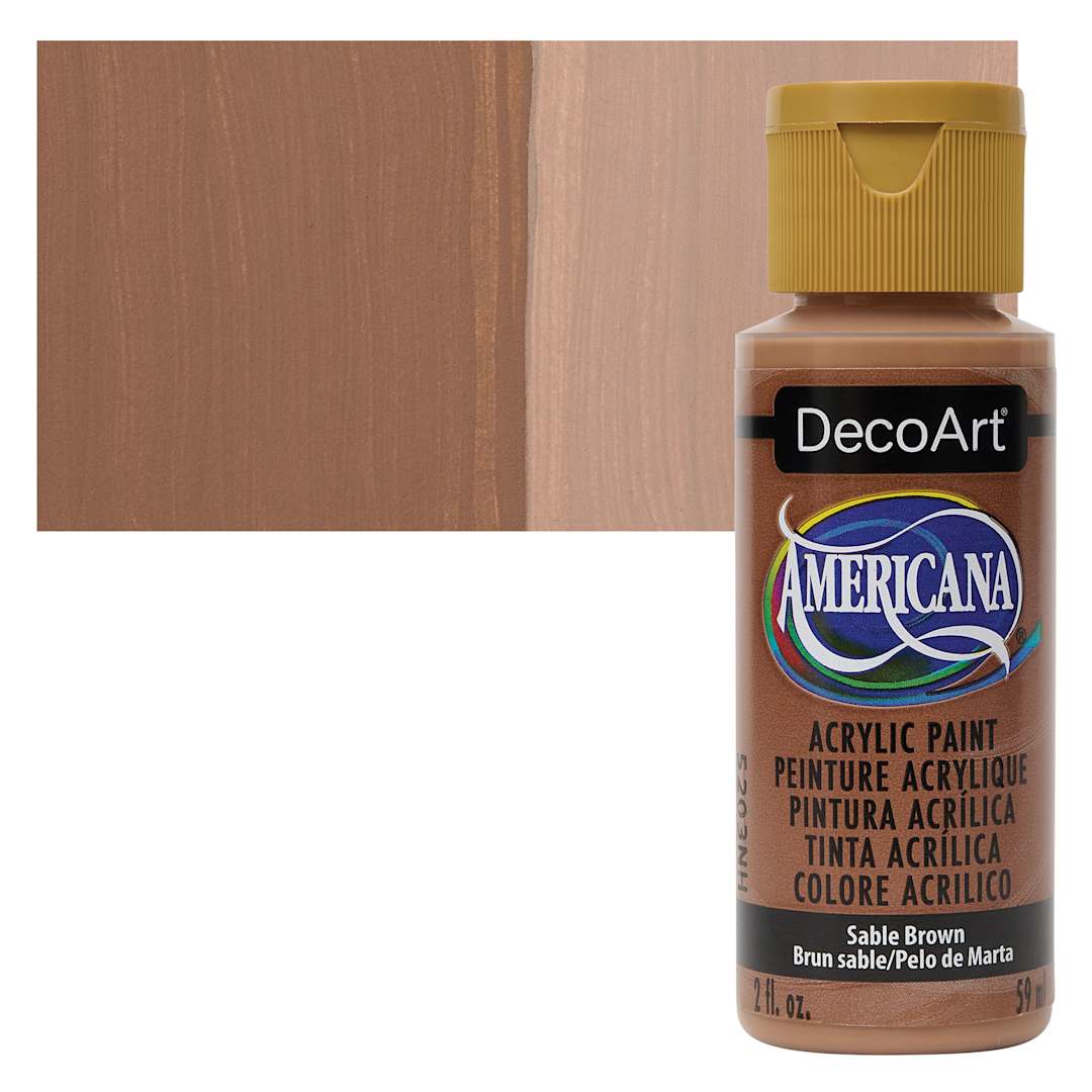 Open in modal - DecoArt Americana Acrylic Paint - Sable Brown, 2 oz bottle and swatch