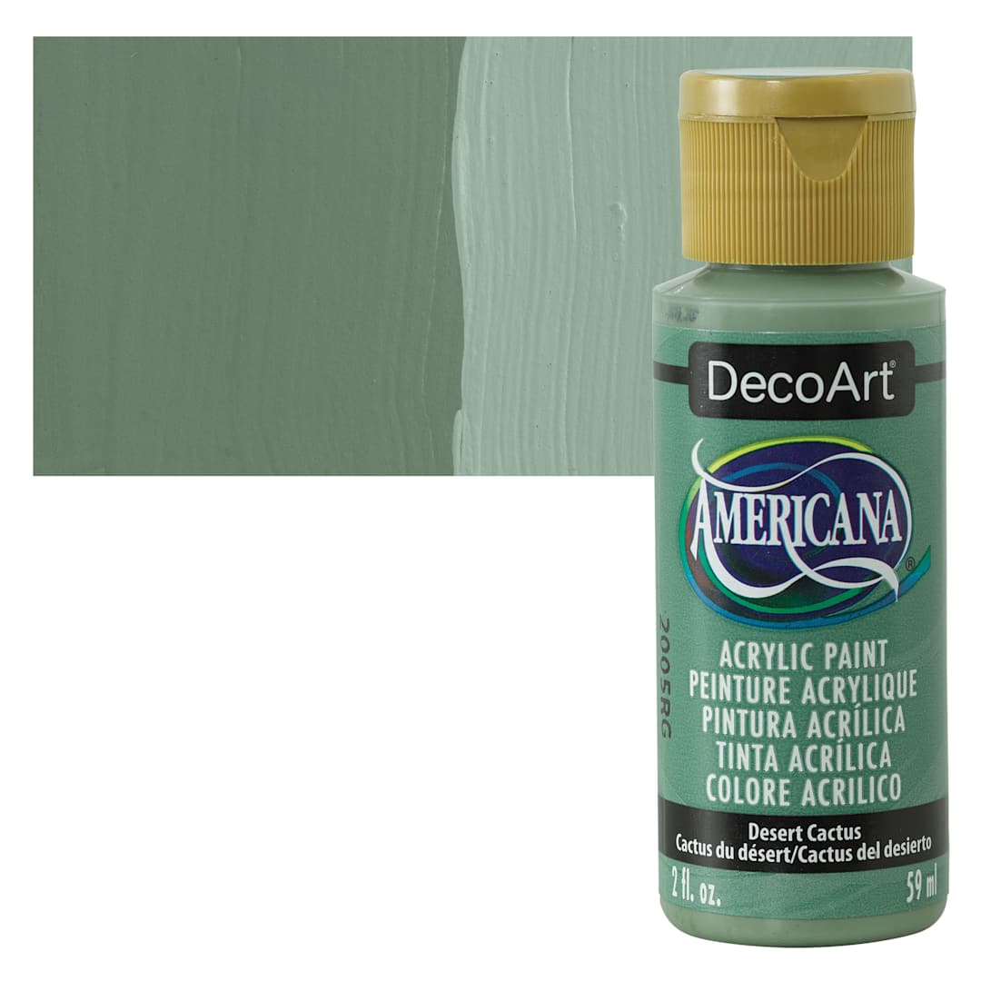 Open in modal - DecoArt Americana Acrylic Paint - Desert Cactus, 2 oz bottle  and swatch