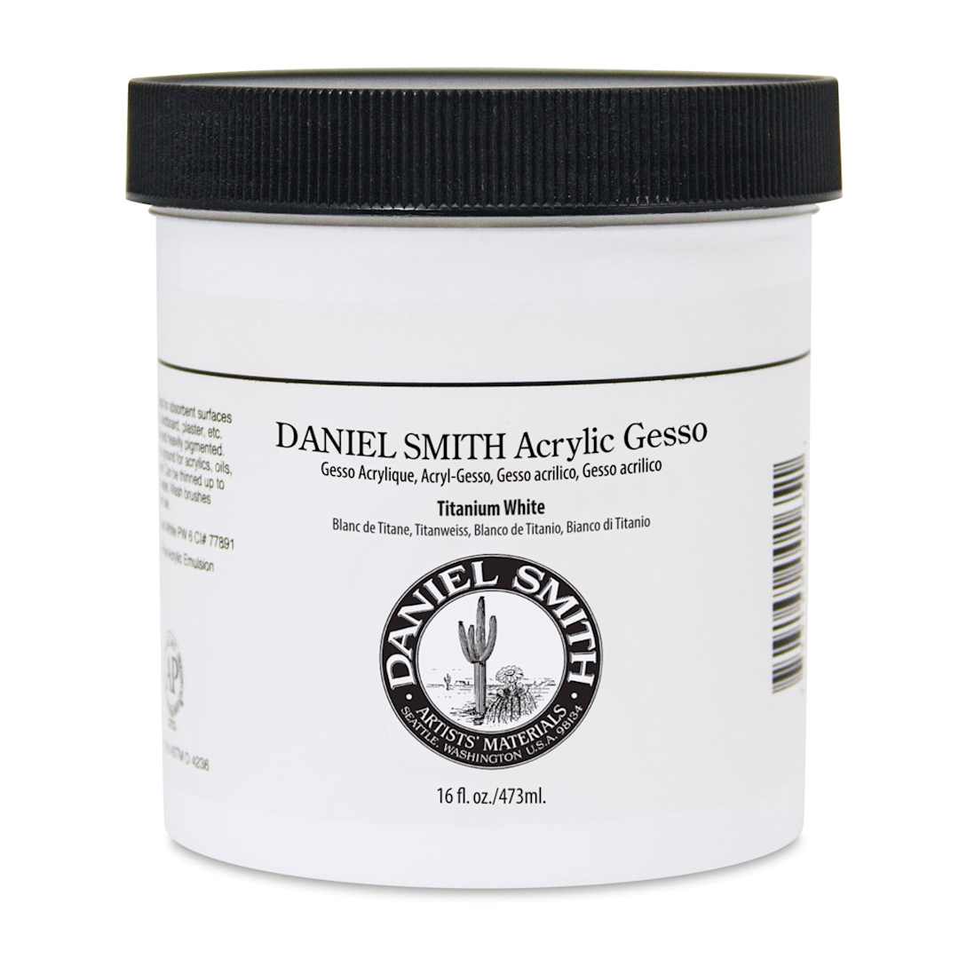Open in modal - Daniel Smith Acrylic Gesso - Front of 16 oz Titanium White Jar shown