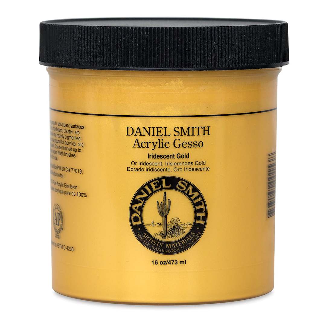 Open in modal - Daniel Smith Acrylic Gesso - Front of 16 oz Iridescent Gold Jar shown