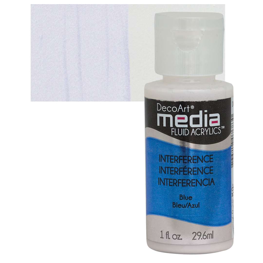 Open in modal - Deco Art Media Fluid Acrylic - Interference Blue 1 oz Bottle and swatch