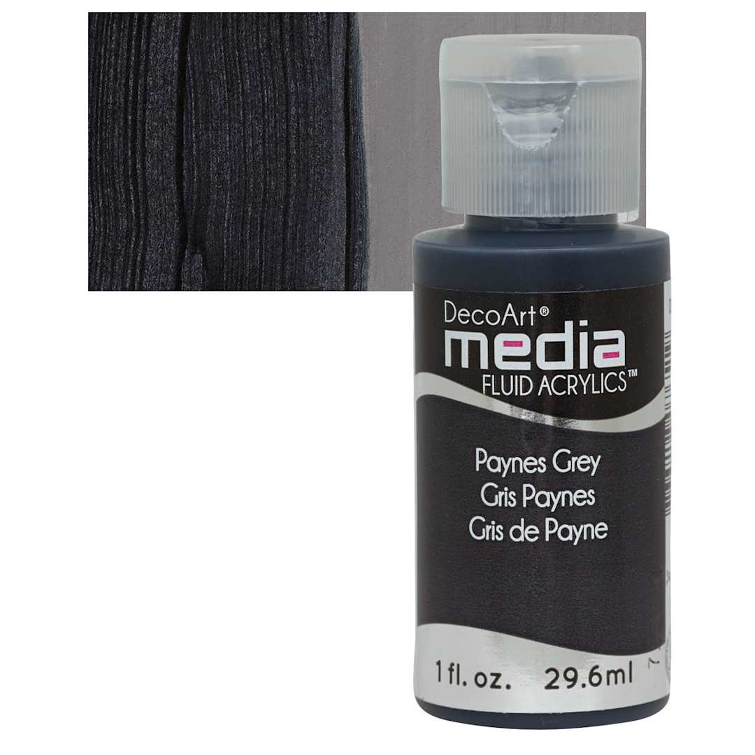 Open in modal - Deco Art Media Fluid Acrylic - Paynes Gray 1 oz Bottle and swatch