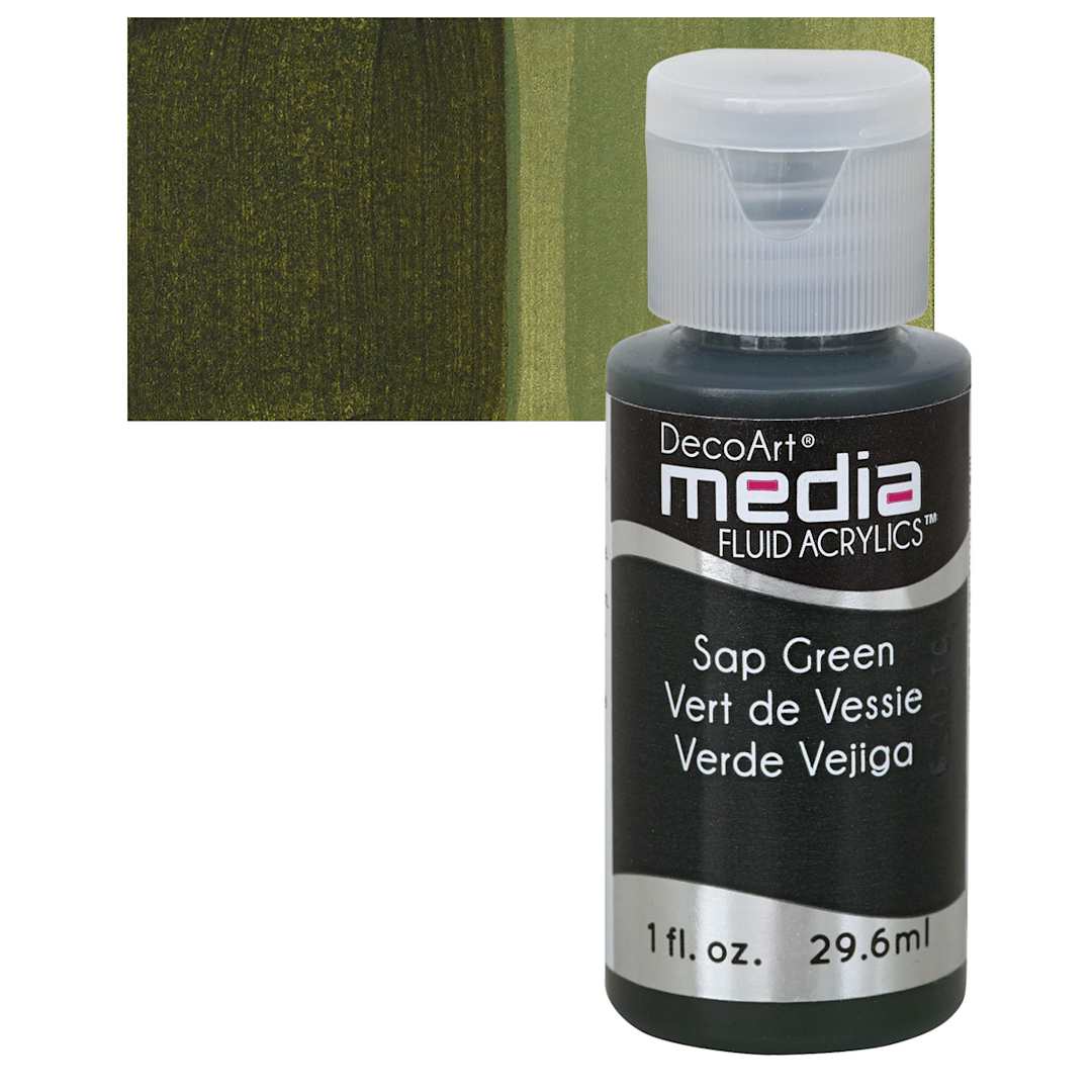 Open in modal - Deco Art Media Fluid Acrylic - Sap Green 1 oz Bottle and swatch