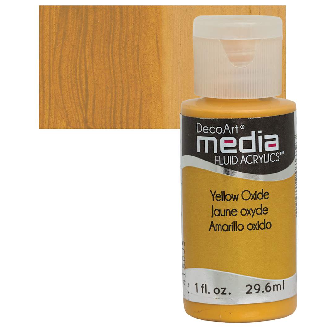 Open in modal - Deco Art Media Fluid Acrylic - Yellow Oxide 1 oz Bottle and swatch
