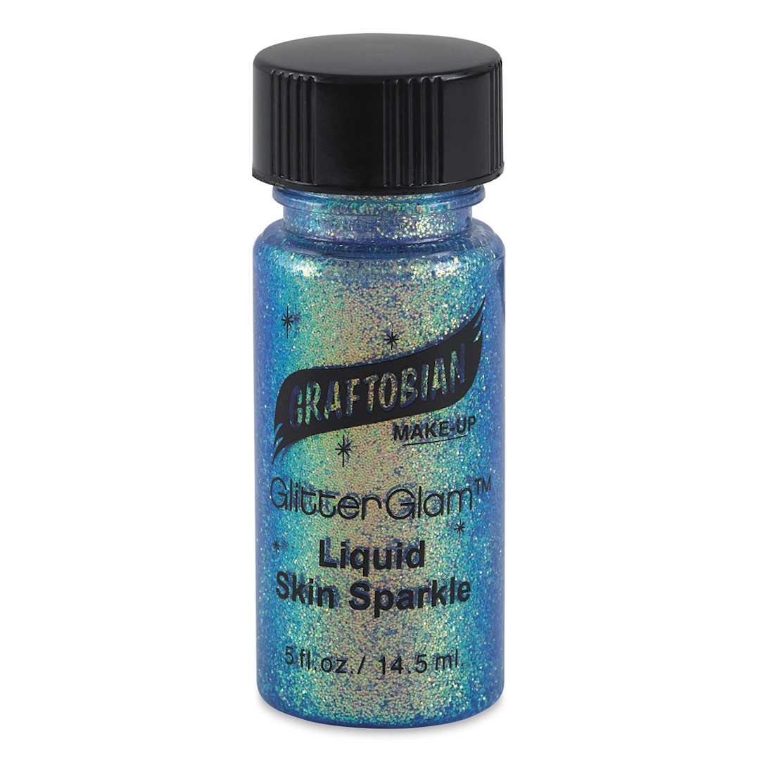 Open in modal - GlitterGlam Liquid Skin Sparkle - Front view of Sapphire Sky bottle